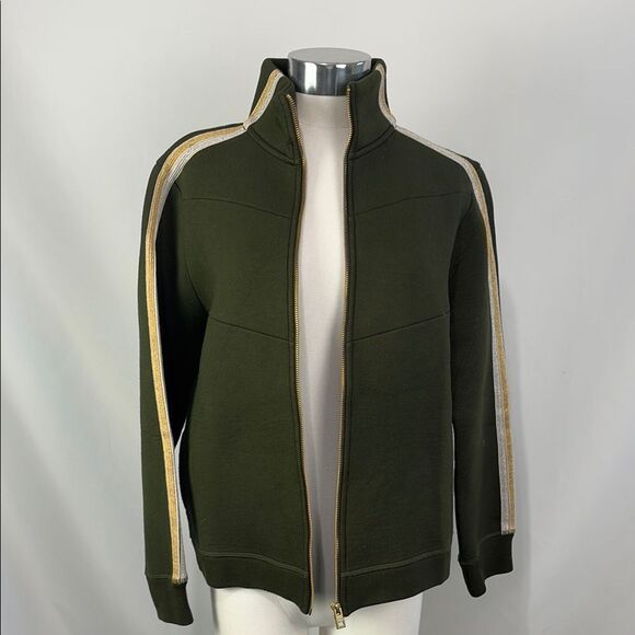 Zadig and Voltaire Olive Gold Stripe ZIP Jacket - Picture 2 of 6